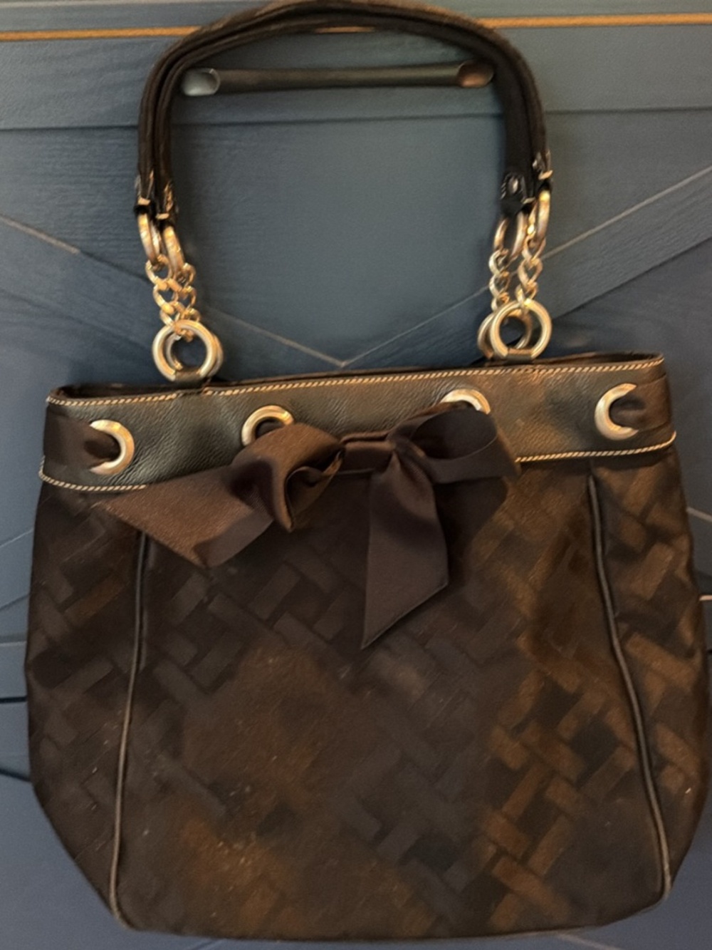 Black Talbot fabric and leather purse
